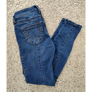 True Religion Women’s Jennie Curvy Mid Rise Skinny Jeans Size‎ 25 Corset Seaming